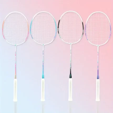 Badminton Racket Professional Iron Alloy Frame with High Elasticity and Shock Absorbing Grip - Macaron Color Series for Beginners, Single Piece (Black/Blue/Purple)