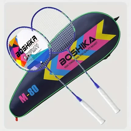 New A pair of professional badminton racket sets, durable and lightweight casual rackets, sponge handles, bag and 3 balls included