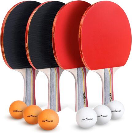 New Abco Tech Table Tennis Set - Ping Pong Paddles and Balls for Professional and Recreational Play - Durable Design for Tournaments and Home Games - Portable for Family Fun and Practice