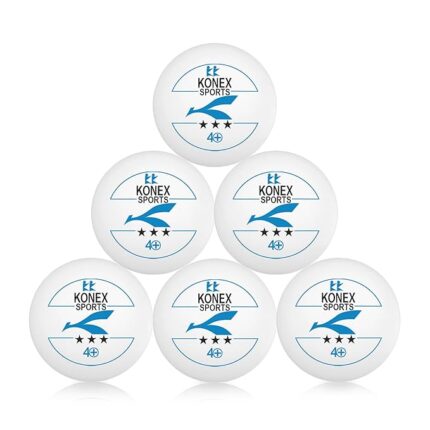 KONEX 40+ Plastic Table Tennis Balls Pack of 6 | High Performance 3-Star ABS TT Balls for Professional Matches and Training | Ideal for Adults & Kids (White)