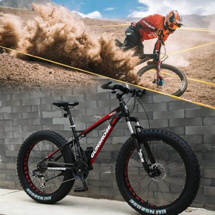 Fat Tire Mountain Bike 26 Inch for Men Women 27 Speed Hardtail Adult Mountain Trail Bikes with 4 Inch Knobby Tire, All Terrain Suspension Bicycle with Adjustable Seat & Dual Disc Brake