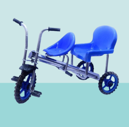 Baby Tricycle Double Seat Made with Durable Solid Material Tyre and Fiber Seat