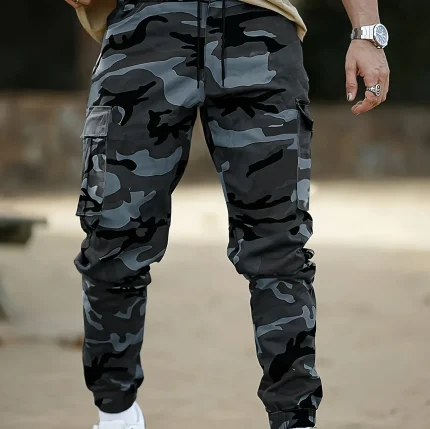 Men'S Camo Jogger Pants Military Cargo Pants Leg-Bound Tapered Casual Camouflage Tactical Pants