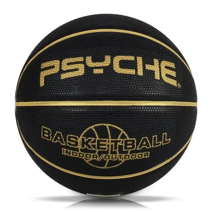PSYCHE Official Size 7 Rubber Basketball - Durable, Non-Slip for Indoor/Outdoor Play, Black