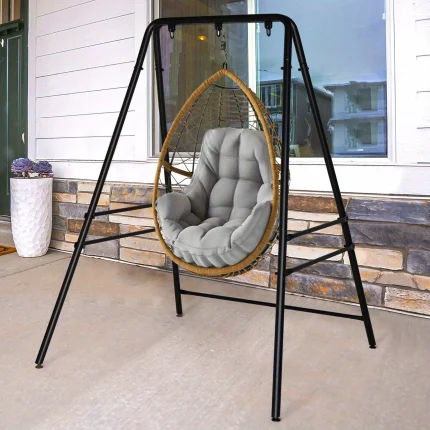 Metal Hammock Chair Stand Heavy Duty Hanging Chair Stand Porch Swing Frame-Black for Outdoor/ Indoor