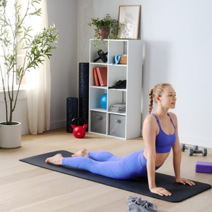 Yoga Mat with Carrying Strap, Cushioned Support, for Fitness and Gym Workouts