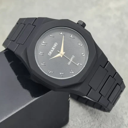 Men's Minimalist Quartz Watch with Black Arabic Dial