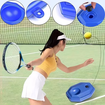 Personal Tennis Trainer with Adjustable Rebound Rope - Solo Practice Training System, Durable Blue Tennis Equipment for Backyard, Beach & Park - 