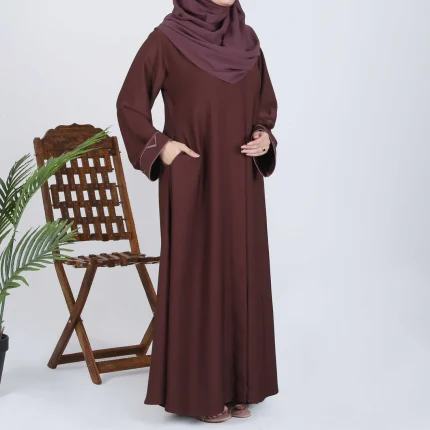 Solid Color Women Abaya Modest Muslim Prayer Robe Long Sleeve Dubai Maxi Dress Islamic Lightweight Dress