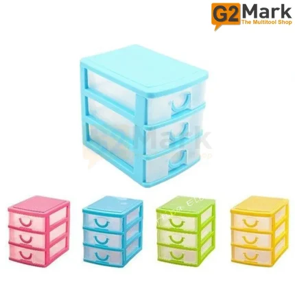 V500 3 Tier Plastic Storage Drawer Units, 15x12x18 cm Home Office Storage Organizer Case Clear Plastic Drawers Organizer, Small Storage Drawers Containers, Cosmetics Makeup Organizer Station Cube Box