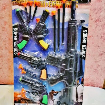 5 in 1 Pack Shoot Gun Toy For Boys , 1 Big Gun ,4 Small Guns Toy For Kids, PUBG Theme Toys Set Toy Plastic Target Shooting Role Play Game For Kids Boys Children, Complete Package Of Action Toys For kids