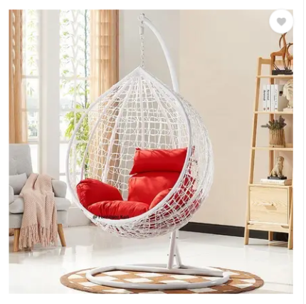 Furniture kart Hammock Swing Chair with Stand Swing For Adults Swing With Stand White with Red Steel Large Swing  (White, Red, Pack of 4, DIY(Do-It-Yourself))