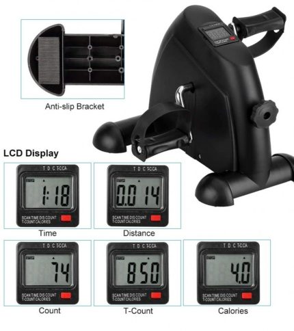 Mini Exercise Bike Arm and Leg Pedal Exerciser with LCD Display Resistance Pedal Mini Exercise Bike Mini Exercise Bike(with Meter) for Household Mini Bike, Mini Exercise Bike Leg Machine Digital Under Desk Bike Note random solar will be deliver