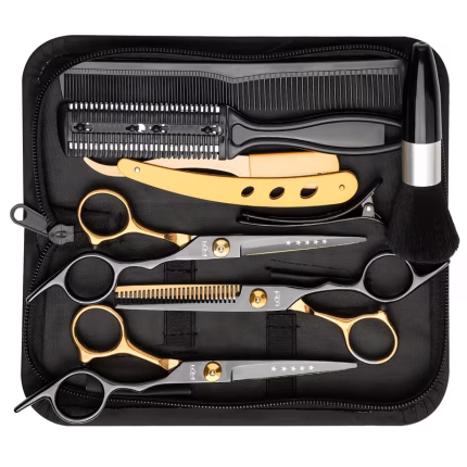 TINMARDA Professional Hair Clipper Set - Advanced Barber Kit with Texturizing Scissors, Thinning Shears, Combs & Cleaning Brush - Ideal for All Hair Types, Right-Handed Use, Fragrance-Free - Perfect for Salon-Quality Hairdressing, Barber