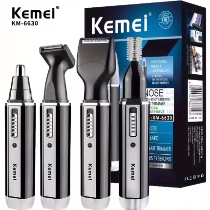 KM-6630 Four-In-One Professional Rechargeable Nose And Ear Hair Trimmer for Men'S Personal Grooming