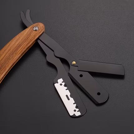 1pc Professional Barber-Grade Wooden Handle Straight Razor