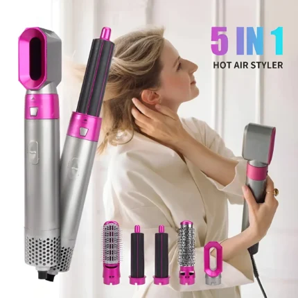 Hair Dryer - Professional Hair Dryer Brush & 5 in 1 Air Styler, 5 in 1 Hair Dryer Hot Air Brush Styler and Volumizer Hair Straightener Curle Straightener, with Carrying Case