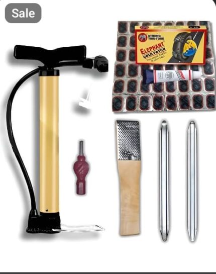 48Pcs Patch+Round Patch, Bicycle Motorcycle Tube Puncture Rubber Patches Mini Air Pump I pair tire levers Bike Tyre Repair Kits Inner Tube Puncture Repair Kit