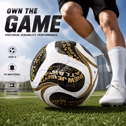 Size 5 PU Soccer Ball, Machine Stitched Football with Durable Composite PU Surface, Stable Touch, Wear Resistance And Long-Lasting Performance,